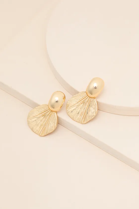 Eviana Gold Leaf Drop Earrings sold by Lulus product image thumbnail 2