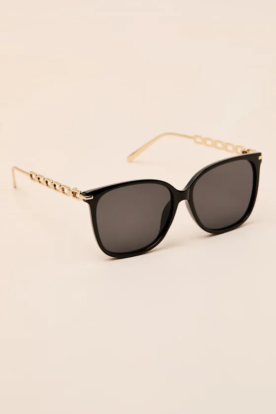 Madita Black Oversized Square Sunglasses sold by Lulus product image thumbnail 4