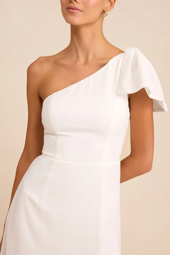 Simply Brilliant White One-Shoulder Bow Maxi Dress sold by Lulus product image thumbnail 2