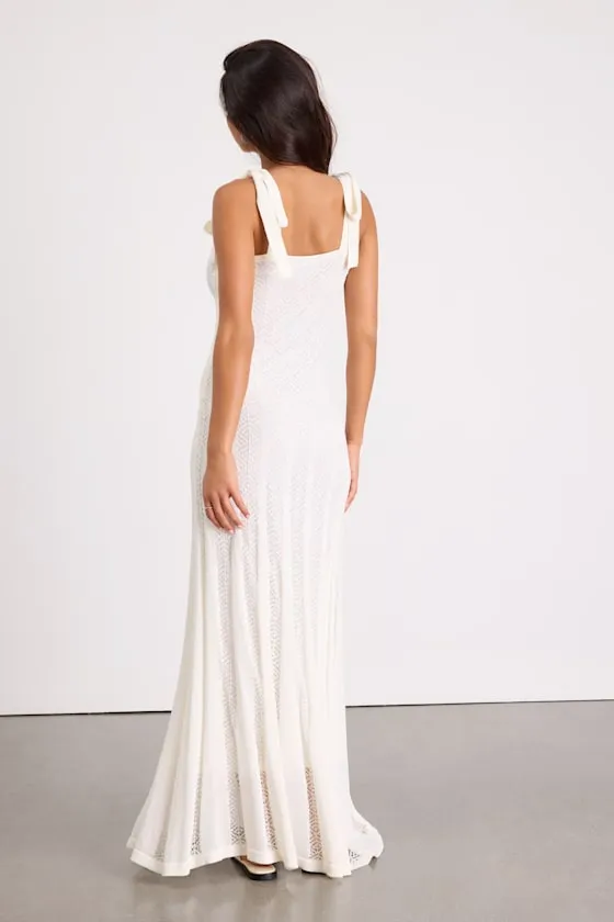 Fawn White Crochet Tie-Strap Maxi Dress sold by Lulus product image thumbnail 3