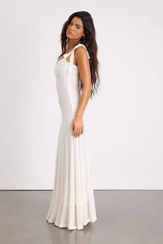 Fawn White Crochet Tie-Strap Maxi Dress sold by Lulus product image thumbnail 4
