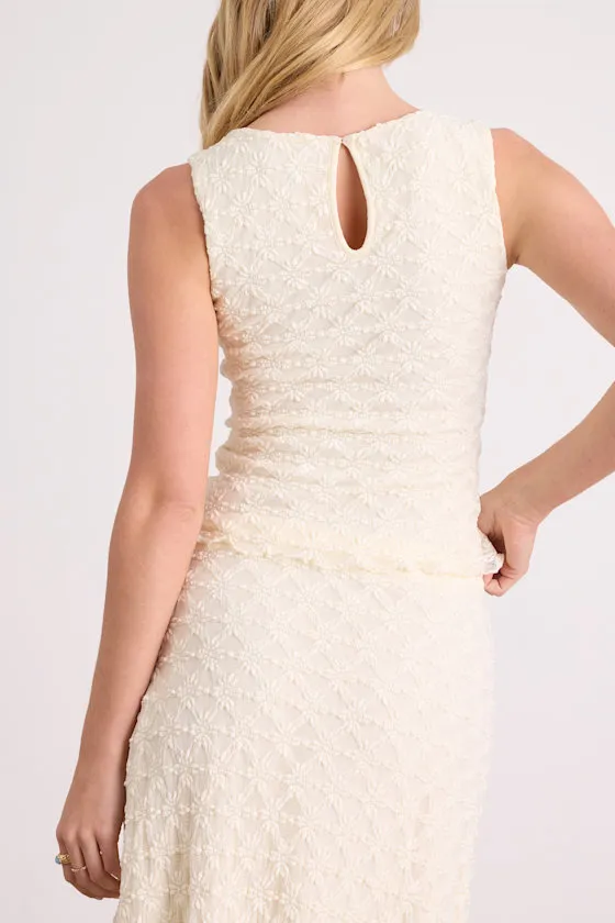 Malise Cream Textured Lace Tank Top sold by Lulus product image thumbnail 4