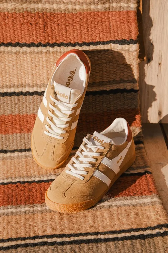 Elan Caramel Color Block Suede Leather Sneakers sold by Lulus