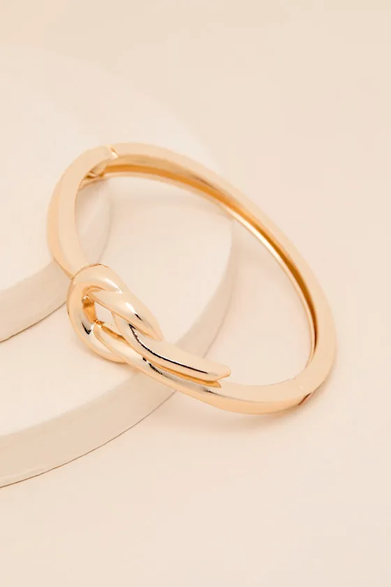 Clover Gold Knotted Hinged Bangle Bracelet sold by Lulus product image thumbnail 2