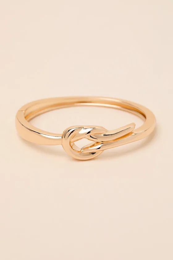 Clover Gold Knotted Hinged Bangle Bracelet sold by Lulus product image thumbnail 4