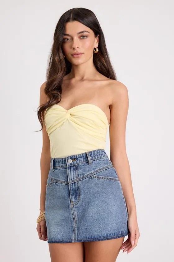 Alaire Medium Wash Denim High-Rise Mini Skirt sold by Lulus product image thumbnail 2