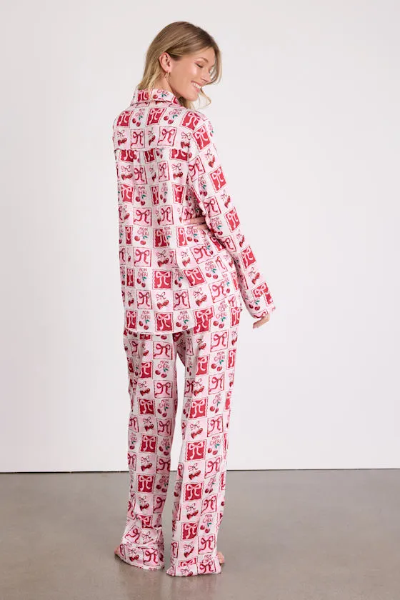 Classic White Mon Cheri Satin Two-Piece Pajama Set sold by Lulus product image thumbnail 4