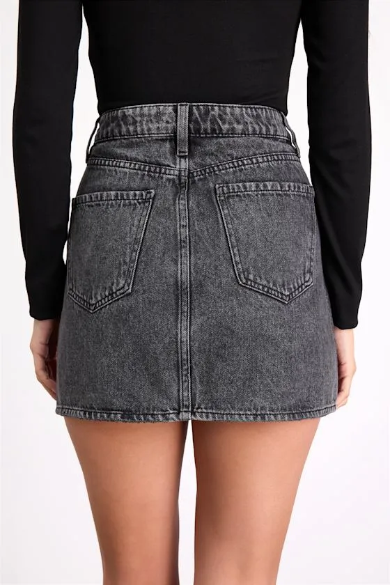 Stash Washed Black Denim Rhinestone Mini Skirt sold by Lulus product image thumbnail 3