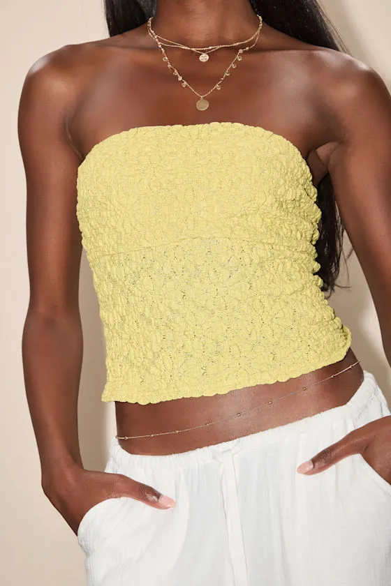 Bellona Chartreuse Jacquard Knit Strapless Crop Top sold by Lulus product image thumbnail 2