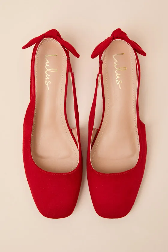 Laylaa Red Suede Bow Slingback Low Heel Pumps sold by Lulus product image thumbnail 4