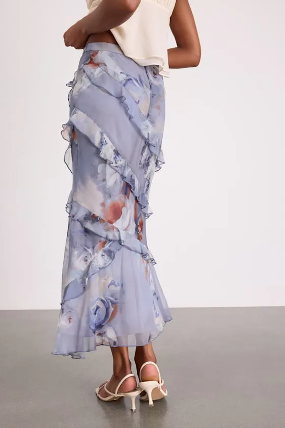 Breelyn Dusty Lavender Floral Ruffled Midi Skirt sold by Lulus product image thumbnail 3