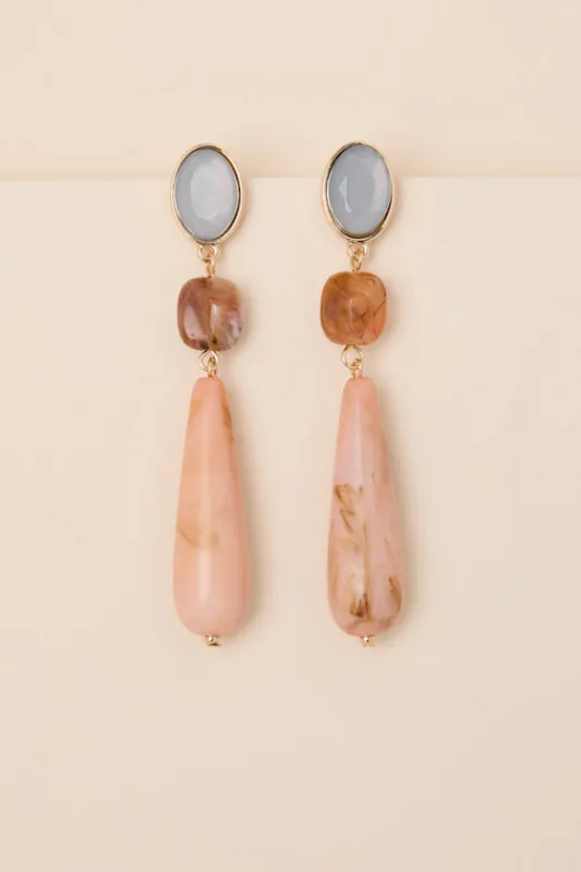 Amandi Pink Multi Marbled Drop Earrings sold by Lulus