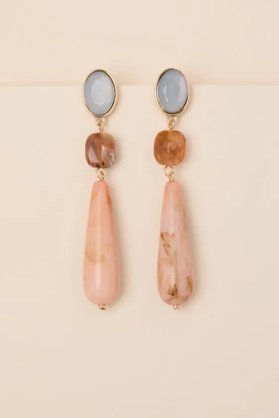 Amandi Pink Multi Marbled Drop Earrings sold by Lulus