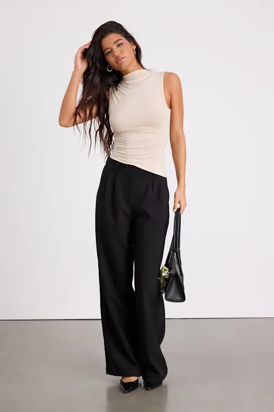 Liz Beige Jersey Knit Mock Neck Tank Top sold by Lulus product image thumbnail 4