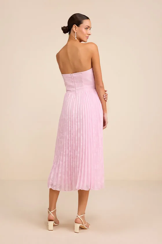 Perfectly Stunning Light Pink Jacquard Strapless Midi Dress sold by Lulus product image thumbnail 3
