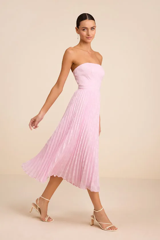 Perfectly Stunning Light Pink Jacquard Strapless Midi Dress sold by Lulus product image thumbnail 4