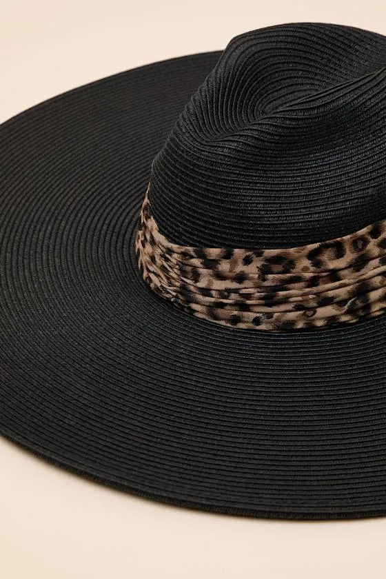 Snappy Black Leopard Straw Sun Hat sold by Lulus product image thumbnail 2