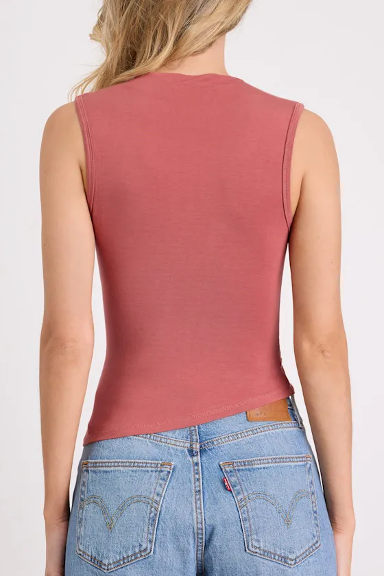 Liz Rusty Rose Jersey Knit Mock Neck Tank Top sold by Lulus product image thumbnail 3