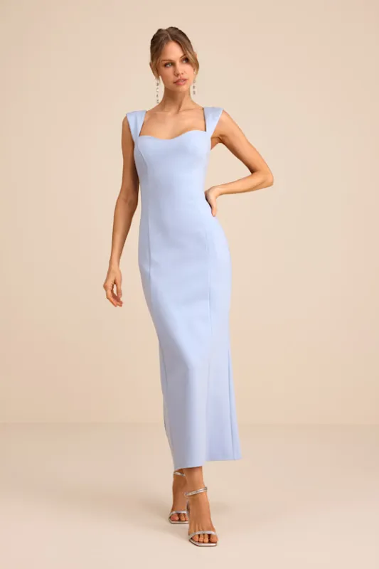 Samai Light Blue Cap Sleeve Bodycon Midi Dress sold by Lulus