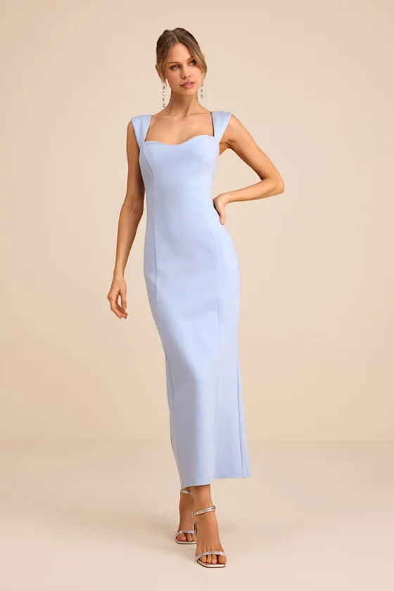 Samai Light Blue Cap Sleeve Bodycon Midi Dress sold by Lulus