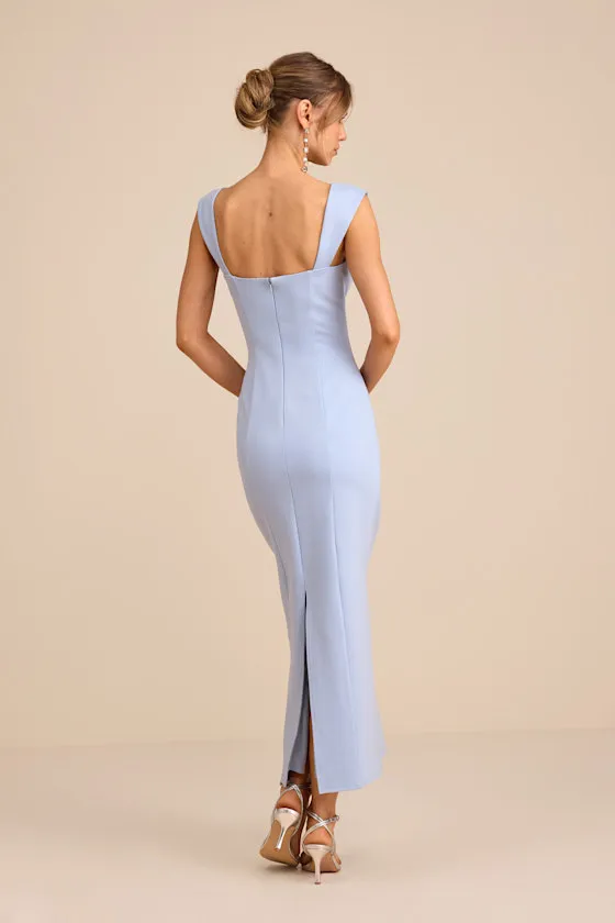 Samai Light Blue Cap Sleeve Bodycon Midi Dress sold by Lulus product image thumbnail 3