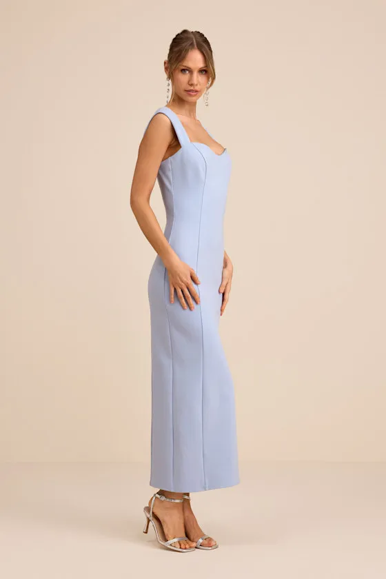 Samai Light Blue Cap Sleeve Bodycon Midi Dress sold by Lulus product image thumbnail 4