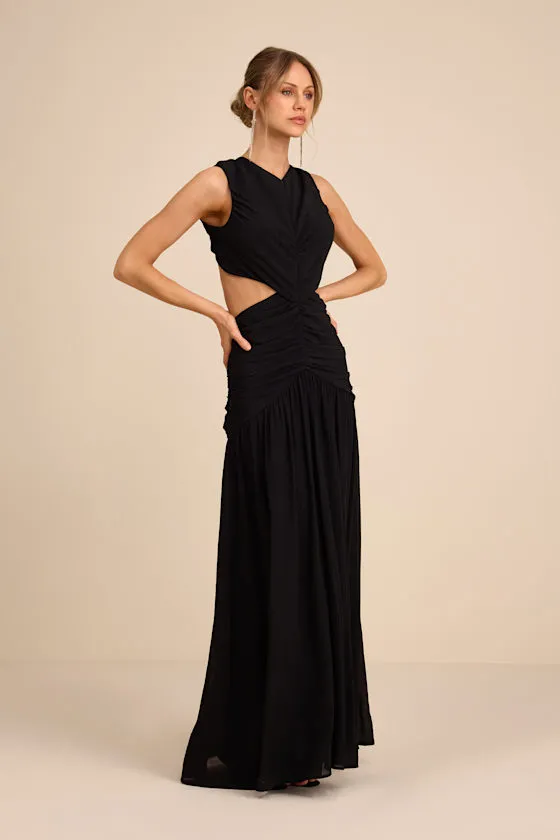 Ashbury Black Textured Backless Maxi Dress sold by Lulus product image thumbnail 4
