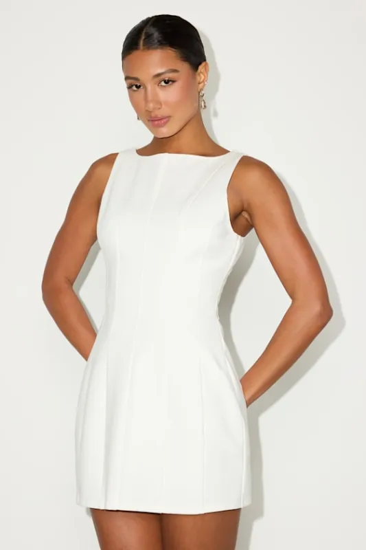 Lavonne White Sleeveless Boat Neck Mini Dress sold by Lulus