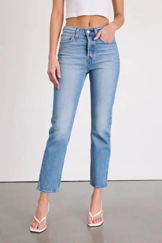 Wedgie Straight Light Blue Cropped High-Rise Jeans sold by Lulus