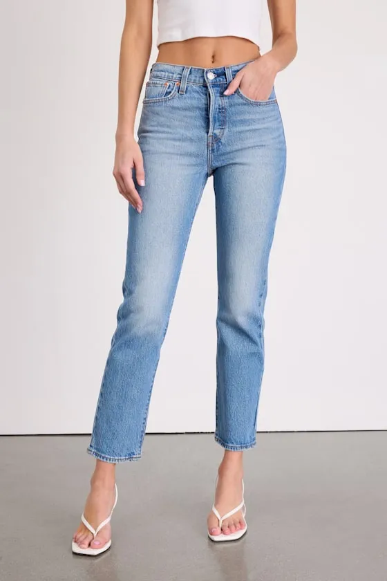 Wedgie Straight Light Blue Cropped High-Rise Jeans sold by Lulus