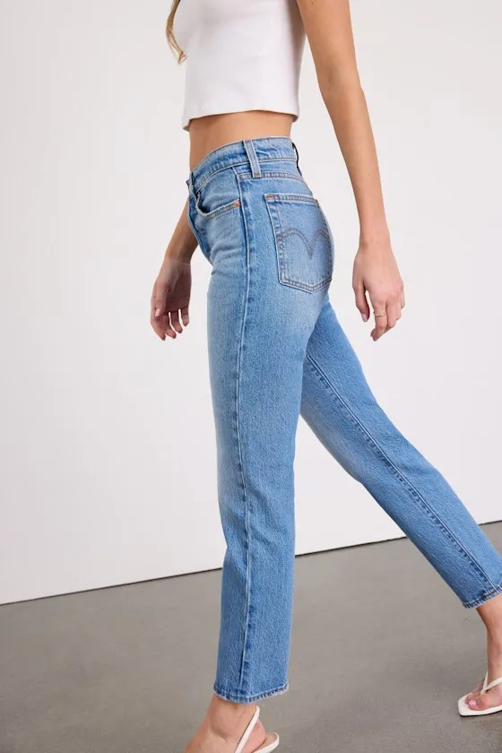 Wedgie Straight Light Blue Cropped High-Rise Jeans sold by Lulus product image thumbnail 2