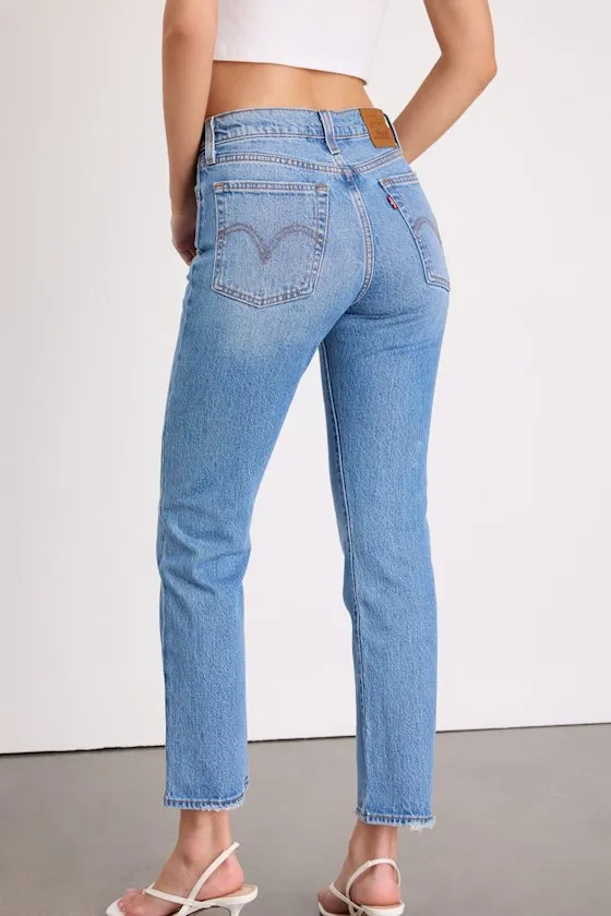 Wedgie Straight Light Blue Cropped High-Rise Jeans sold by Lulus product image thumbnail 4