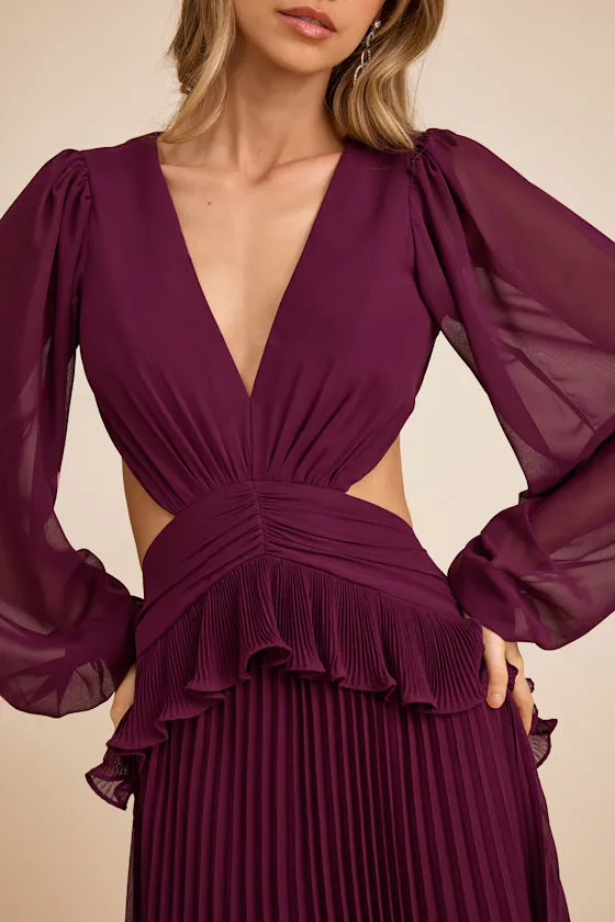 Chaelyn Plum Long Sleeve Cutout Maxi Dress sold by Lulus product image thumbnail 2