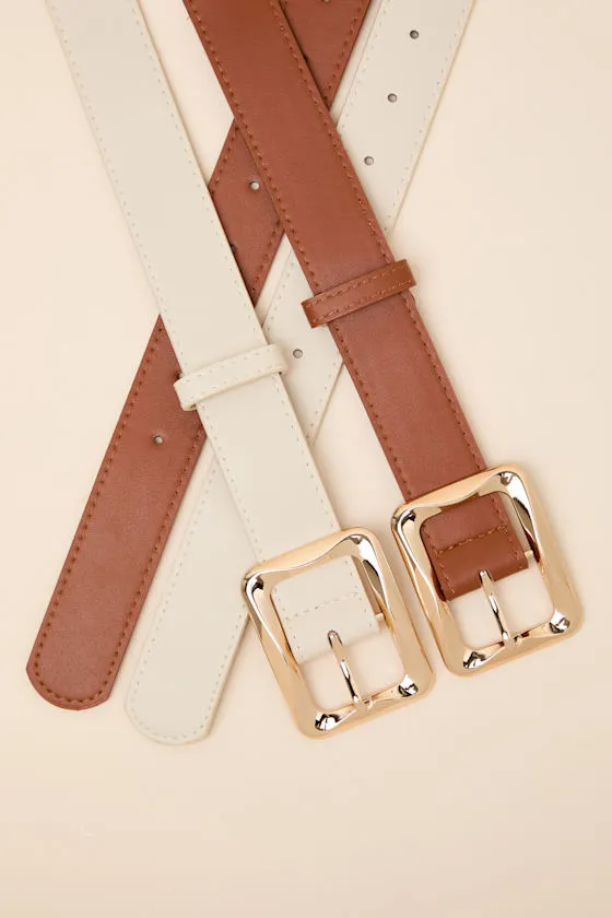Andrel Brown and Ivory Two-Piece Belt Set sold by Lulus product image thumbnail 2
