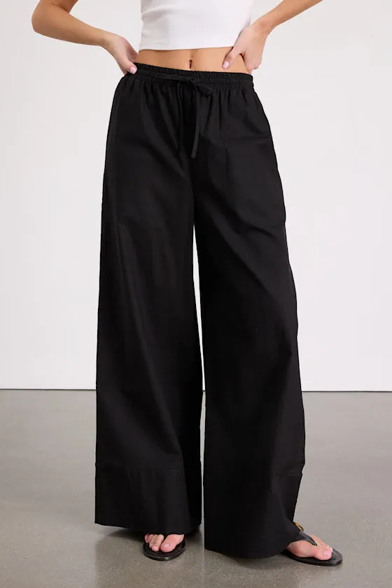 Brisa Black Cuffed Wide-Leg Pants sold by Lulus product image thumbnail 2