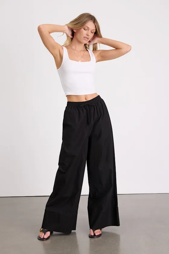 Brisa Black Cuffed Wide-Leg Pants sold by Lulus product image thumbnail 4