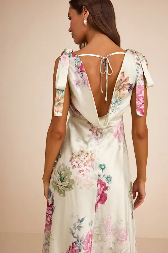 Zoella Pale Mint Floral Satin Tie-Strap Midi Dress sold by Lulus product image thumbnail 2