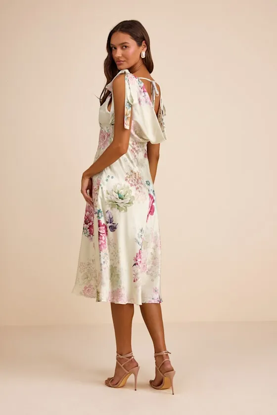 Zoella Pale Mint Floral Satin Tie-Strap Midi Dress sold by Lulus product image thumbnail 3