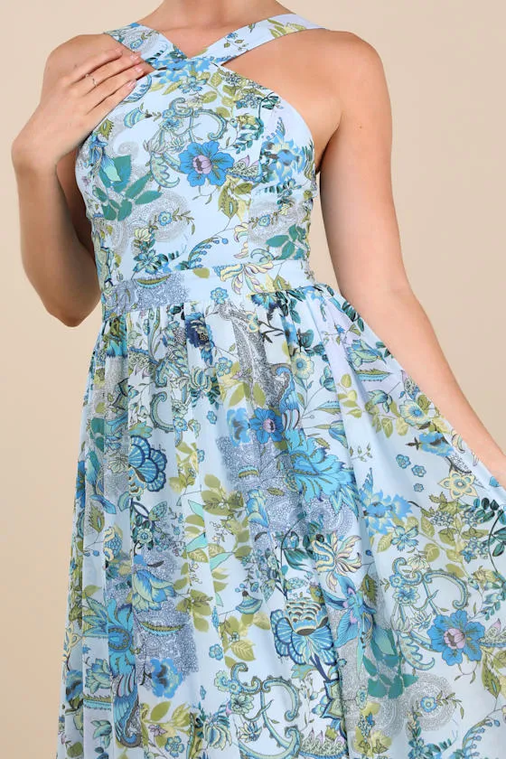 Lilja Light Blue Floral Print Maxi Dress sold by Lulus product image thumbnail 2