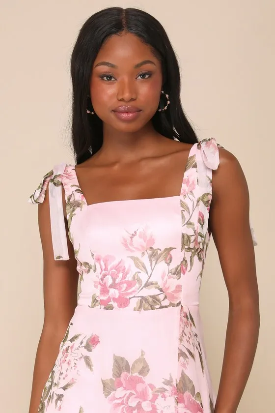 Love Me Forever Pink Floral Square Neck Maxi Dress sold by Lulus product image thumbnail 4