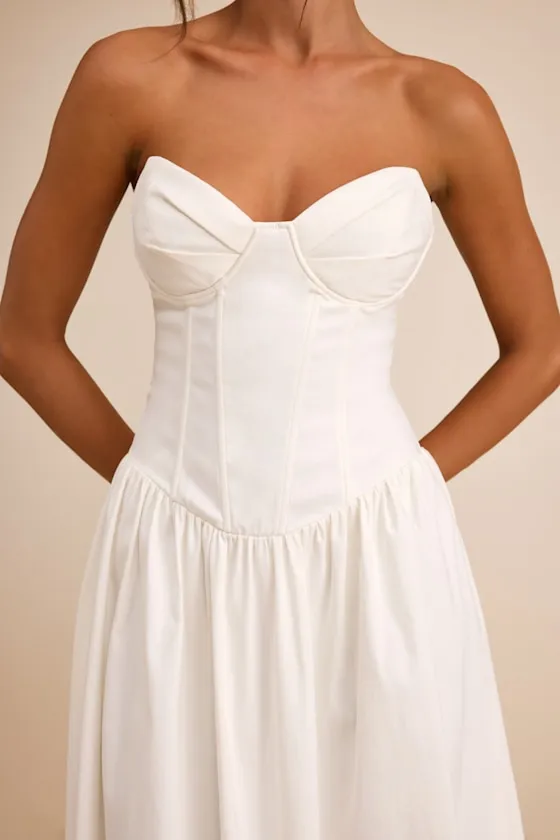 Almeria White Strapless Lace-Up Maxi Dress sold by Lulus product image thumbnail 2
