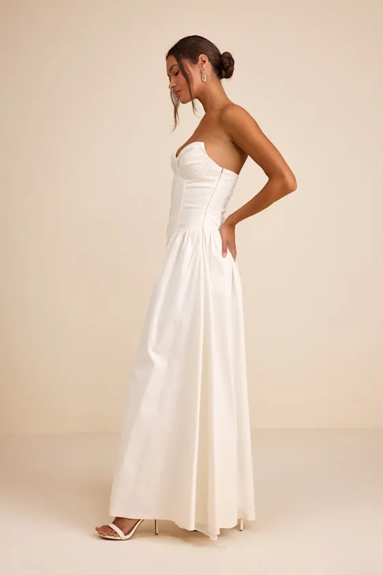 Almeria White Strapless Lace-Up Maxi Dress sold by Lulus product image thumbnail 4