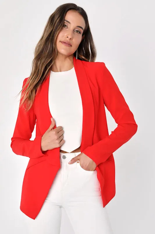 Miss Punctuality Red Lightweight Blazer sold by Lulus