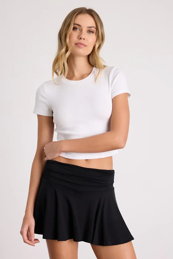 Celida Black Jersey Knit Low-Rise Micro Mini Skort sold by Lulus product image thumbnail 2