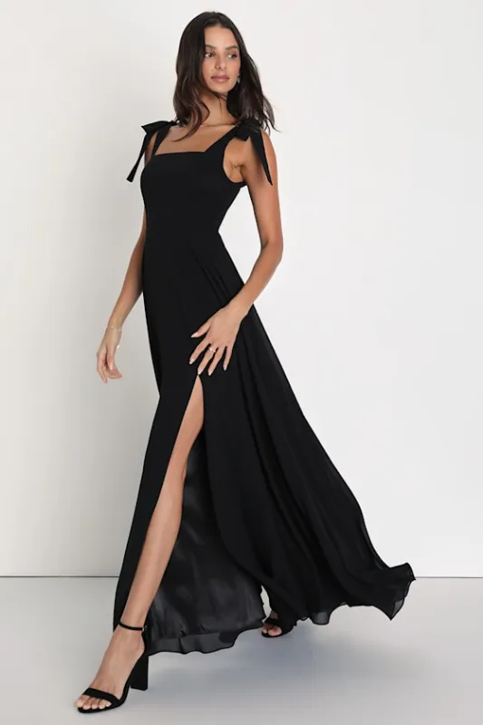 Love Me Forever Black Square Neck Maxi Dress sold by Lulus