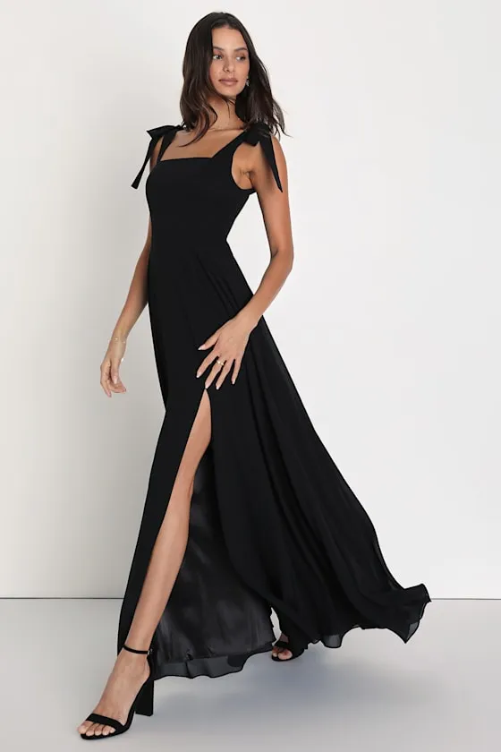 Love Me Forever Black Square Neck Maxi Dress sold by Lulus