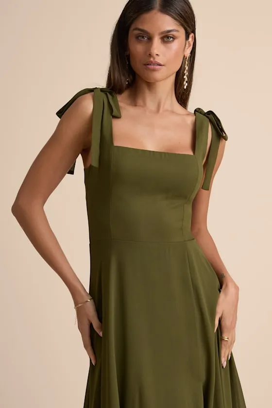 Love Me Forever Olive Green Square Neck Maxi Dress sold by Lulus product image thumbnail 2