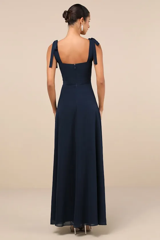 Love Me Forever Navy Blue Square Neck Maxi Dress sold by Lulus product image thumbnail 2