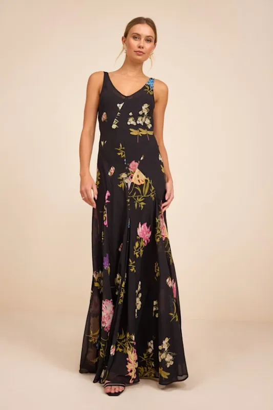 Ziyana Black Multi Floral Sleeveless Maxi Dress sold by Lulus