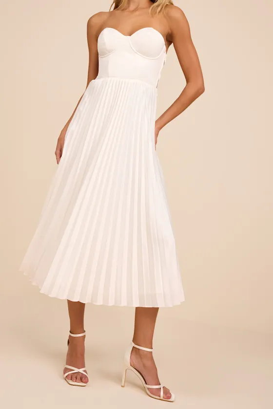 Irelyn White Satin Bustier Midi Dress sold by Lulus product image thumbnail 2